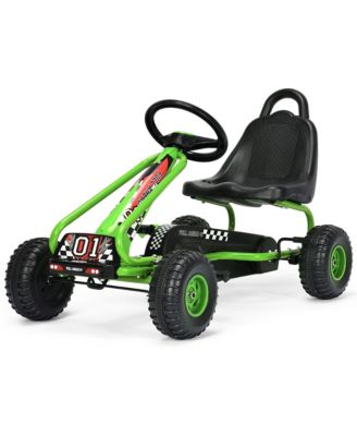 Kids Pedal Go Kart 4 Wheel Ride On Toys w/ Adjustable Seat and Handbrake Blue