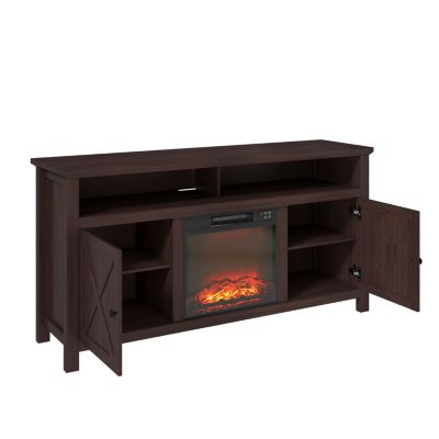 58" TV Stand with 18" Electric Fireplace - 5000 BTU, Remote Control & Overheat Protection