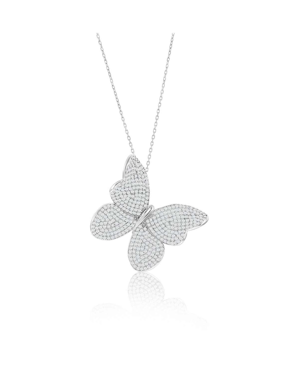 Suzy Levian White Sterling White Cubic Zirconia Butterfly Pendant - White