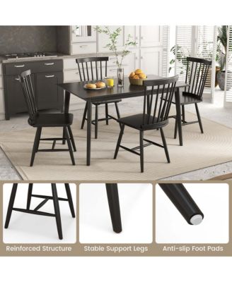 Windsor Dining Chairs Set of 2 Armless Spindle Back Solid Rubber Wood