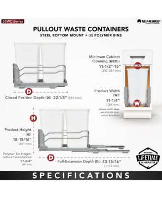 Double Pullout Trash Can 27 qt. with Soft-close, 53WC-1527SCDM-213