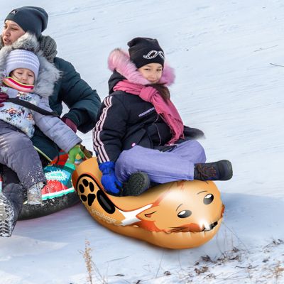 Winter Single Rider Snow Tube, 44" Inflatable Animal Sled, Outdoor Snow Toys with Two Handle