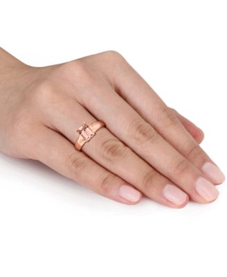 Morganite Emerald-Cut Solitaire Wide Width Statement Ring (1-1/2 ct. t.w.) in 14k Rose Gold