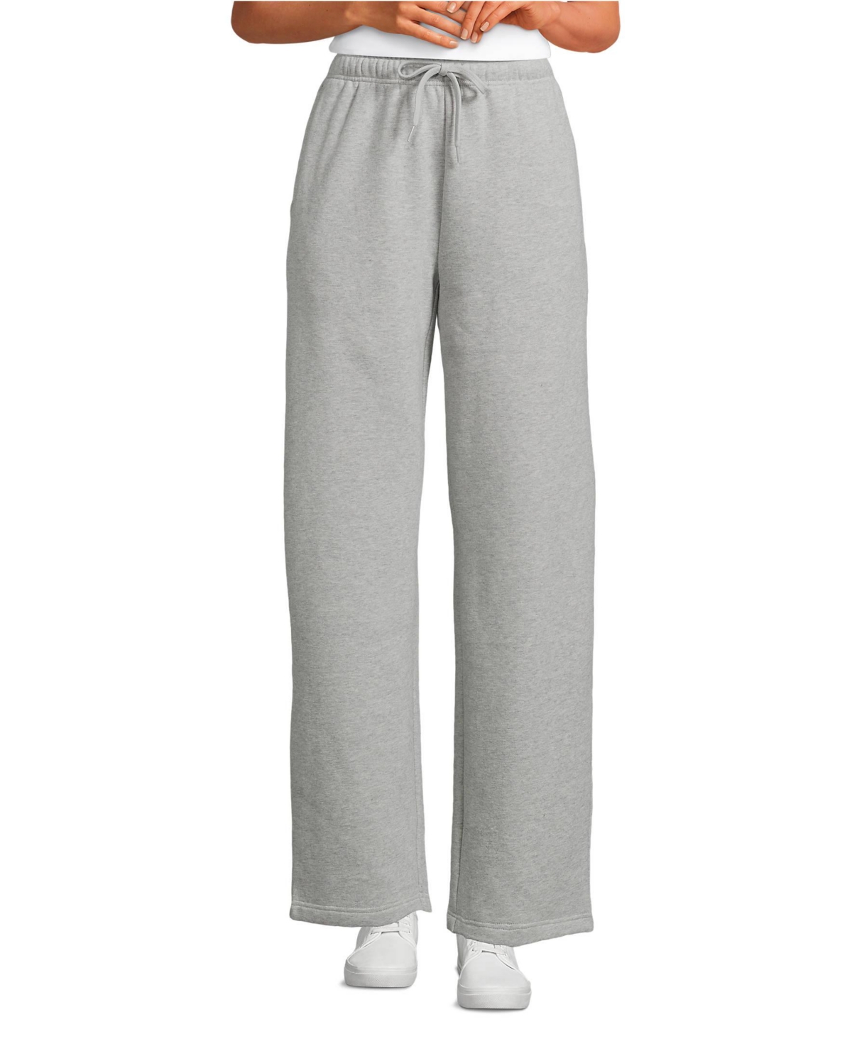 Lands' End Women's Petite Serious Sweats High Rise Relaxed Straight Leg Pants - Set Bottom