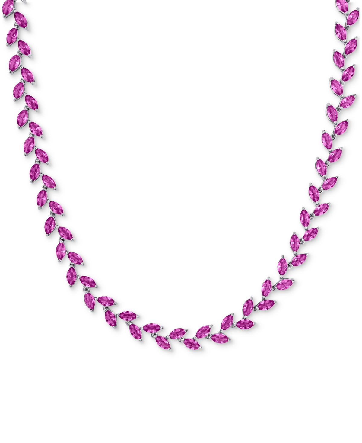 Macy's Lab-created Pink Sapphire Marquise Vine 17" Collar Necklace (29 Ct. T.w.) In Silver