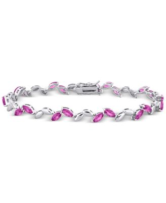 Lab-Created Pink Sapphire & Polished Marquise Link Bracelet (9-1/2 ct. t.w.) 