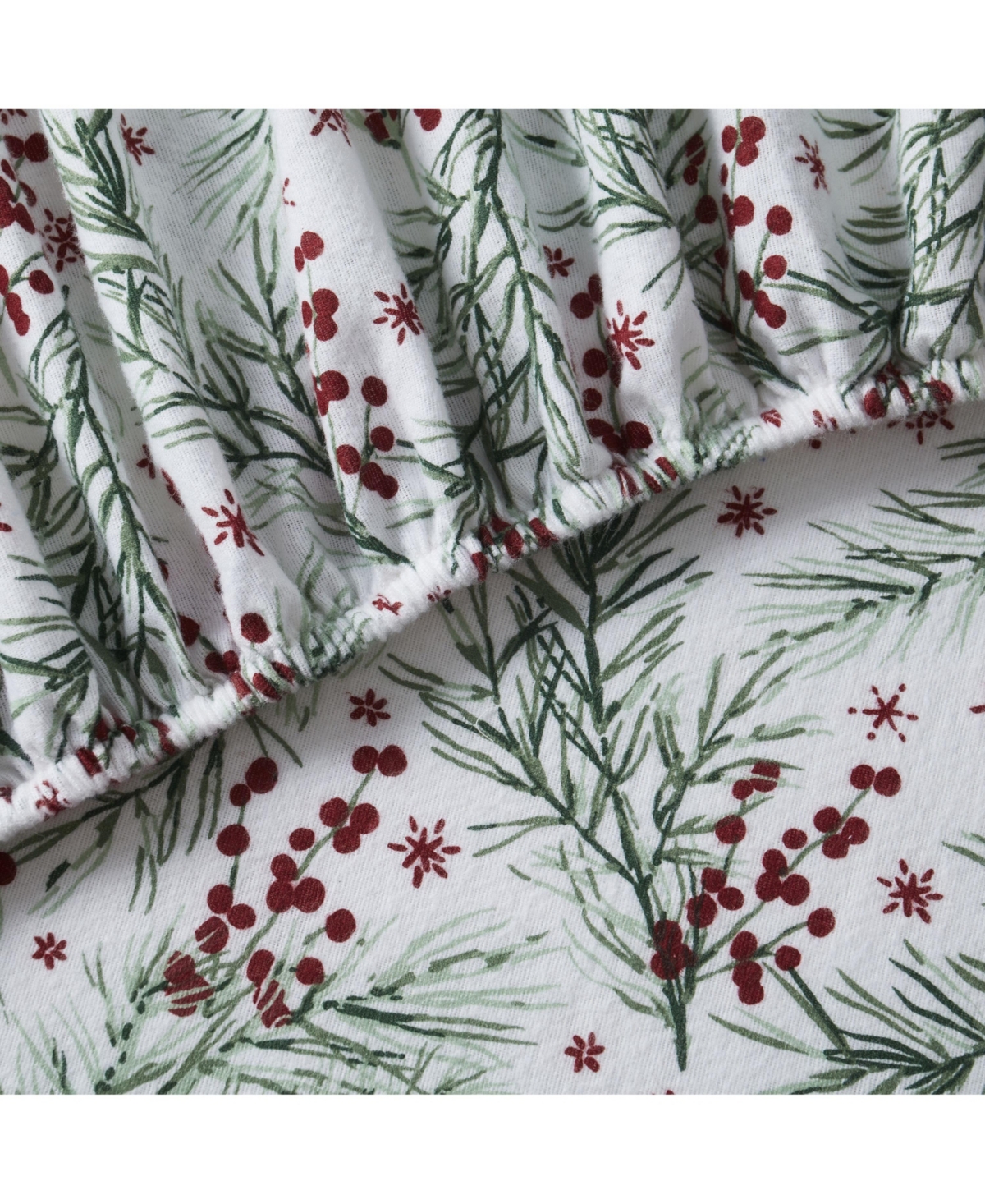 Kate Aurora Holiday Essentials Cozy Bed Collection Deep Pocket 100% Cotton Flannel ChristmasPines 4 Piece Sheet Set - - Red