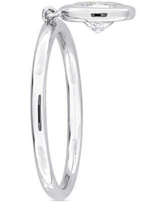Moissanite Bezel Oval Dangle Ring (1 ct. t.w.) in Sterling Silver