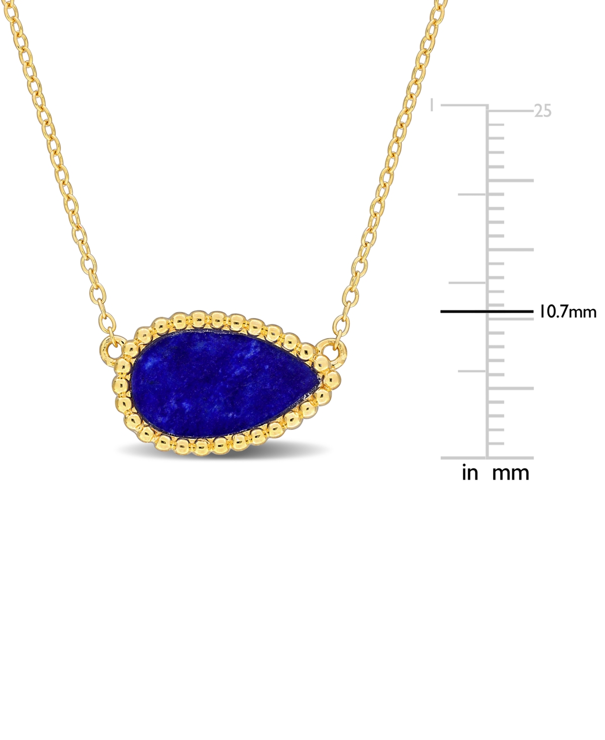 Macy's Black Agate Pear Bead Frame 17" Pendant Necklace In Sterling Silver (also In White Agate, Malachite, In Lapis