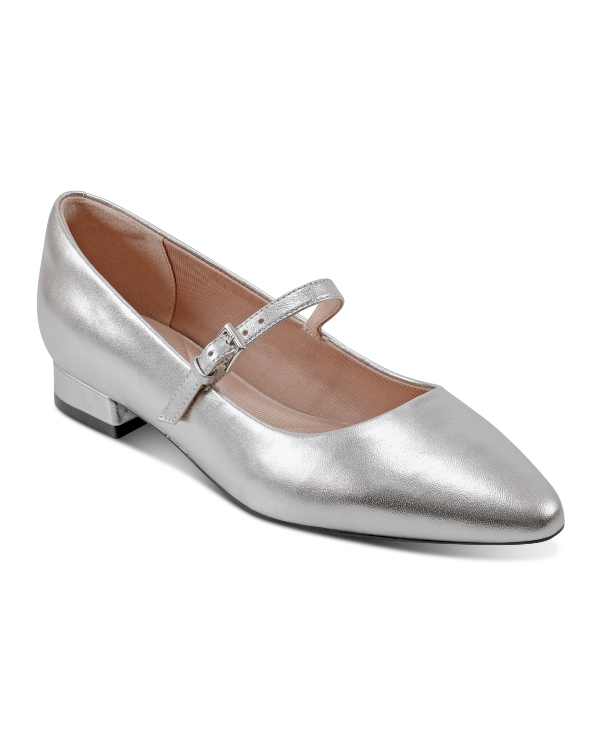 Shop Rockport Women's Taren Total Motion Pointy Toe Dress Flats In Silver Leather