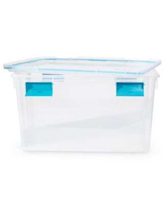 54 Quart Gasket Box, Stackable Storage Bin with Latching Lid, 4 Pack