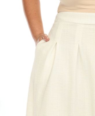 Plus Size Flared Tweed Skirt