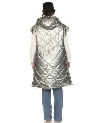 Plus Size Metallic Puffer Vest Jacket