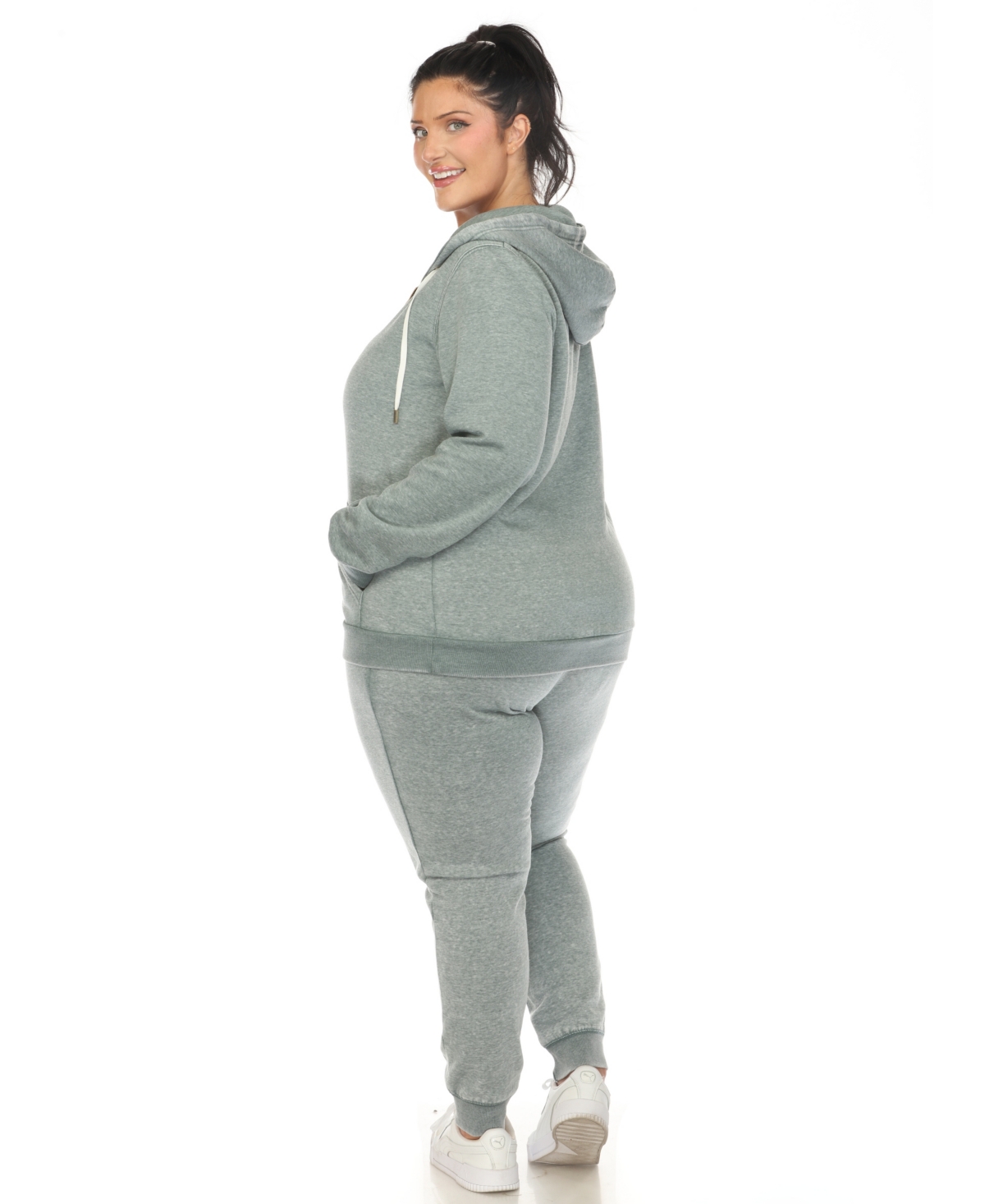 White Mark Plus Size Burnout Jogger Set In Green