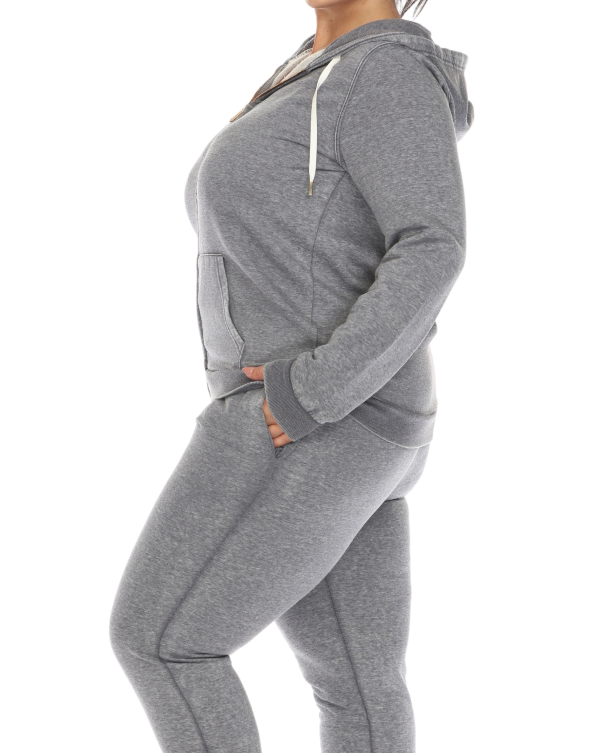 White Mark Plus Size Burnout Jogger Set In Grey