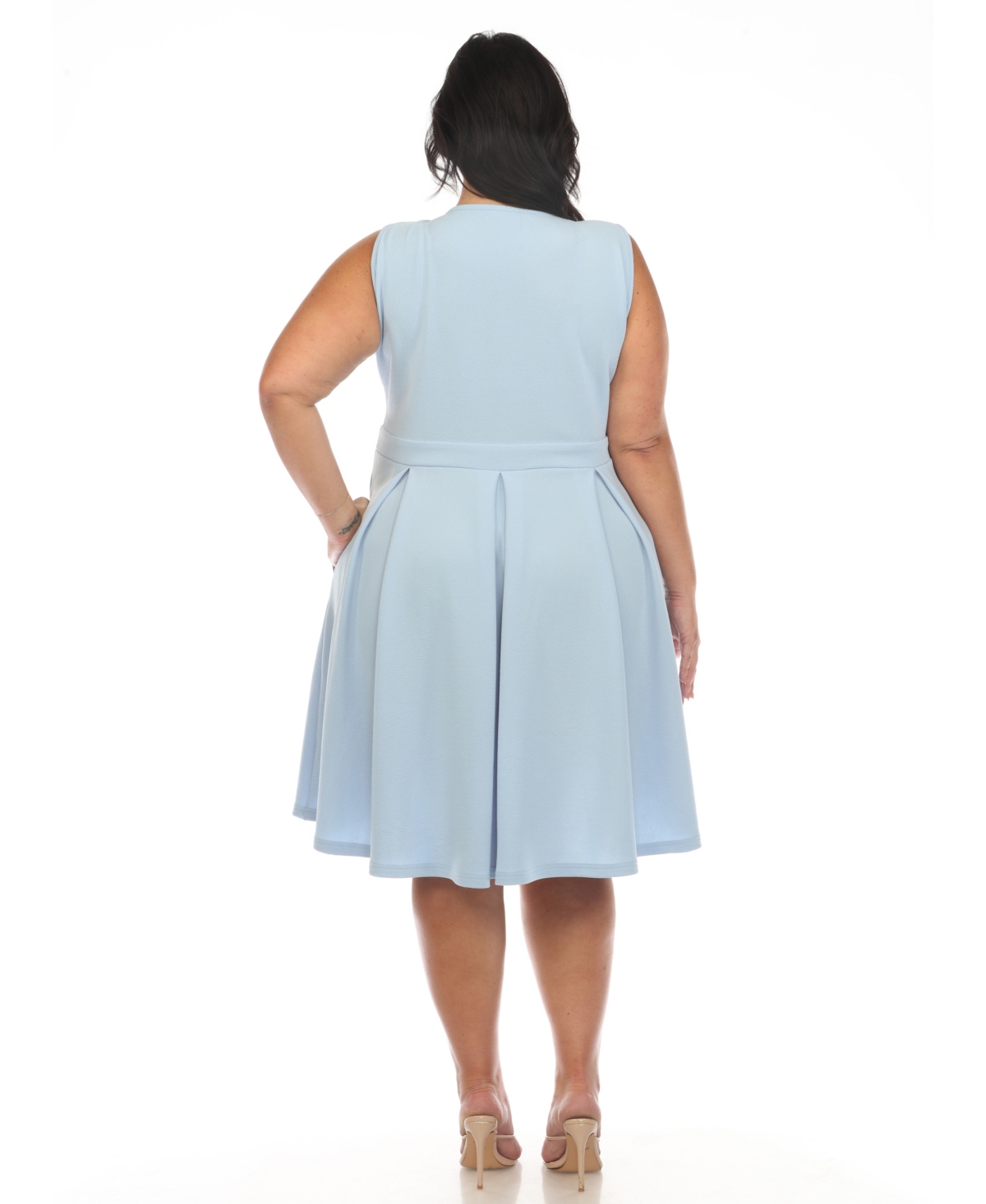 White Mark Plus Size Fit And Flare Dress In Baby Blue