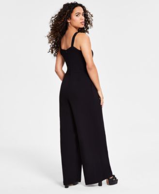 Bar III Petite Square-Neck Sleeveless Wide-Leg Jumpsuit, Created for Macy's 
