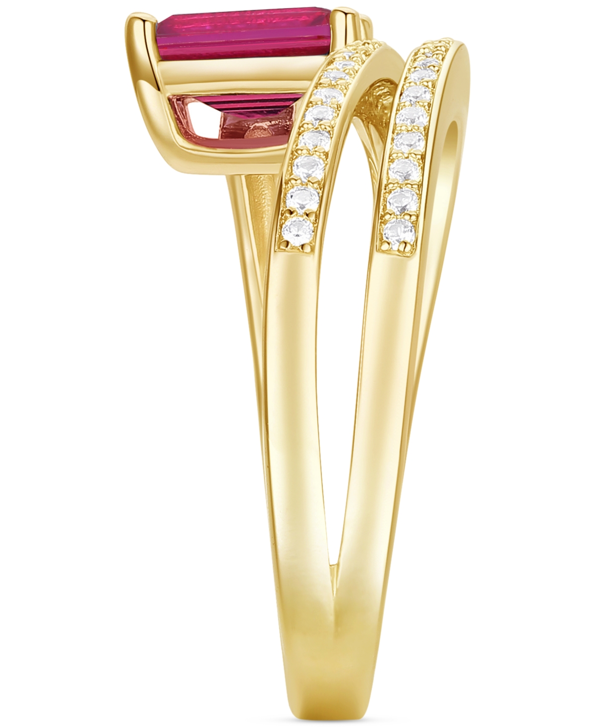 Macy's Amethyst (7/8 Ct. T.w.) & Lab Grown White Sapphire Accent Coil Ring In 14k Gold-plated Sterling Silv In Ruby