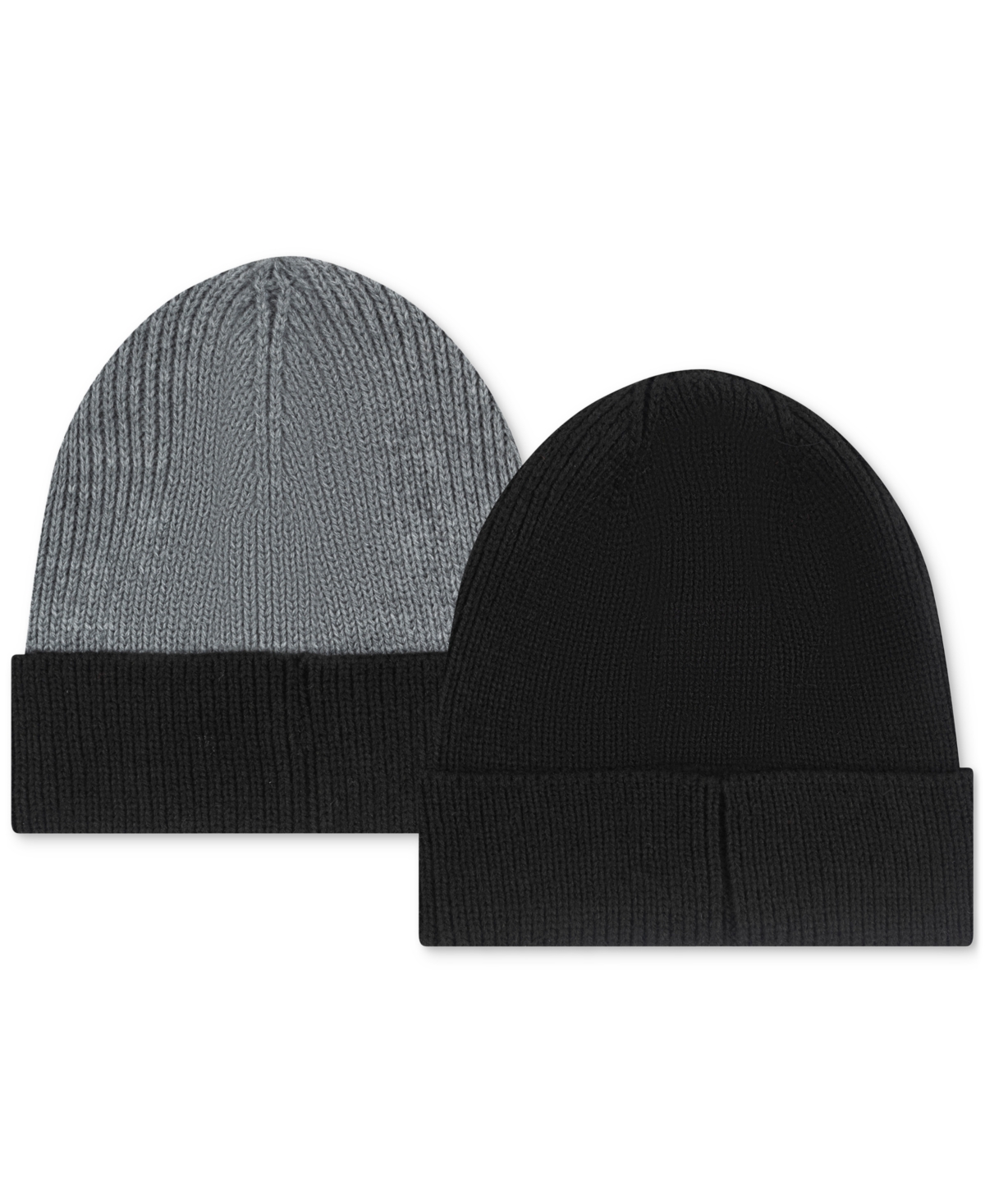 Men's Bristol 2-pk. Ribbed-knit Cuffed Beanies In Black