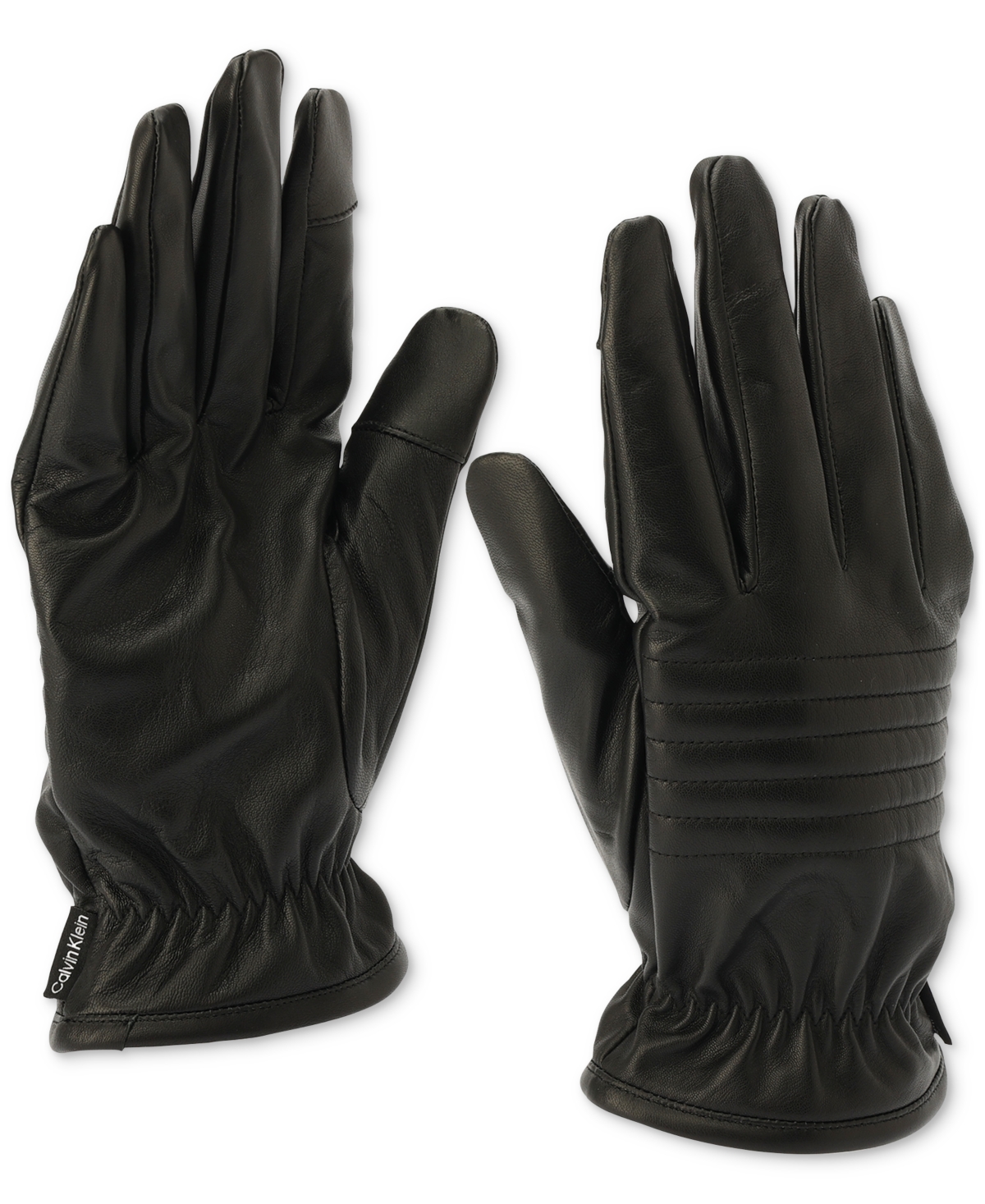 Calvin Klein Men's Quilted Leather Gloves In Black