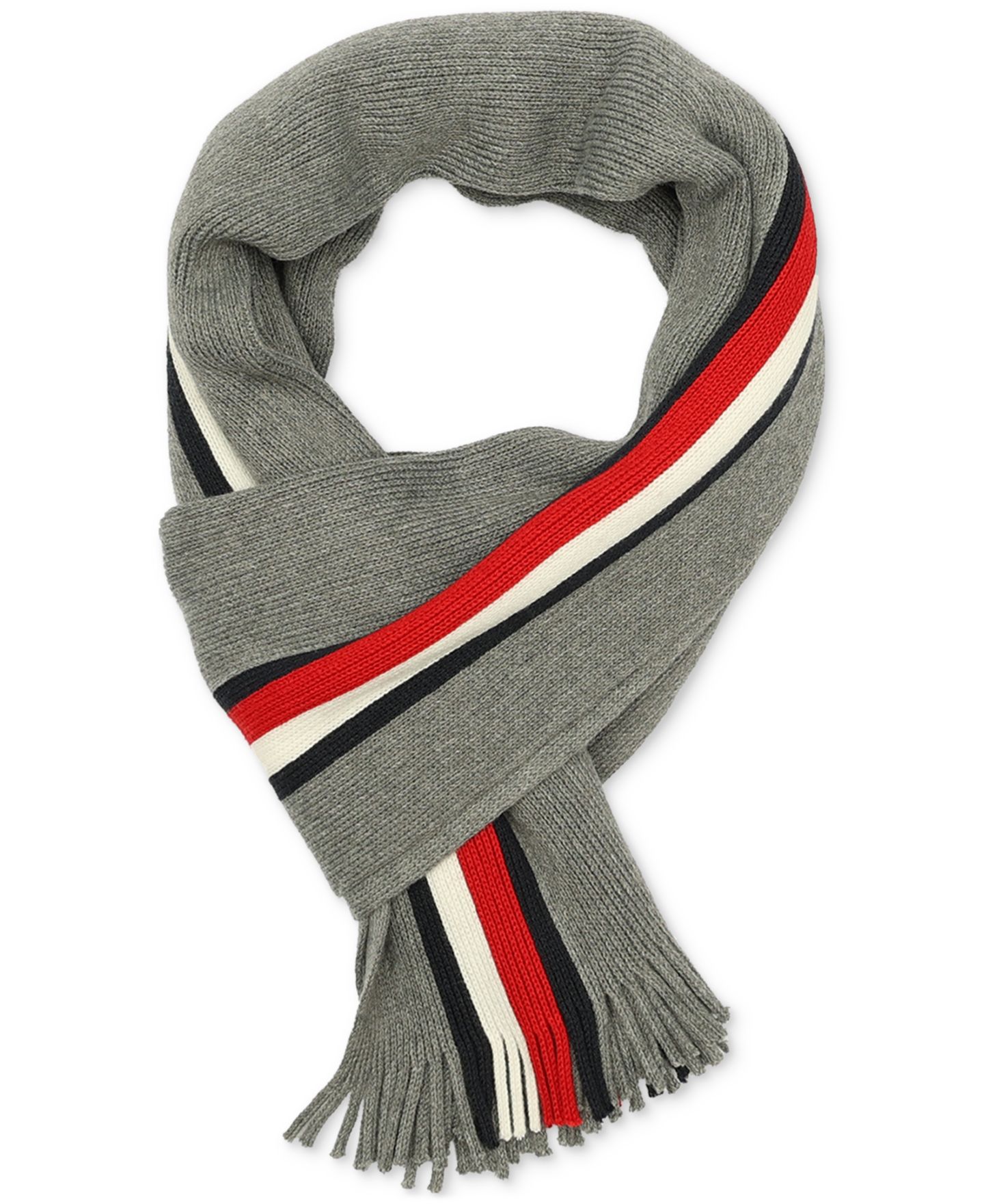 Мужской шарф Tommy Hilfiger Global Stripe Raschel, цвет: Средний серый — фото 2