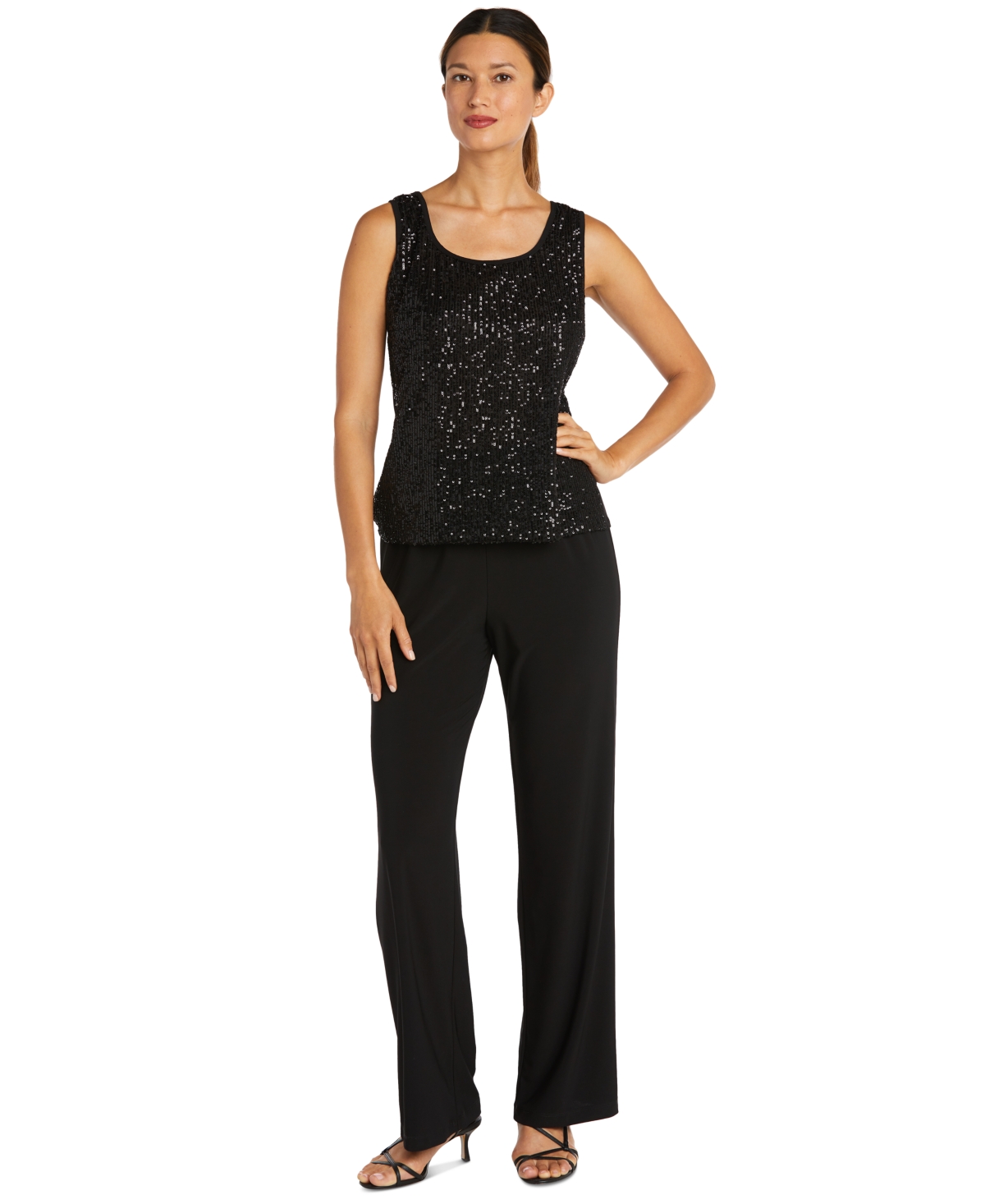 R & M Richards Petite 3-Pc. Sequined Jacket, Top & Pants