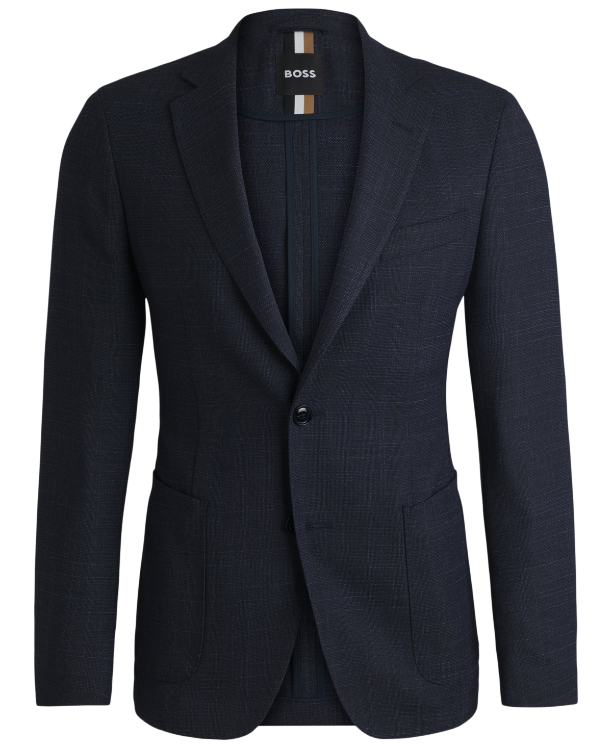 Hugo Boss Boss By  Men's Slim-fit Micro-patterned Jacket In Dark Blue