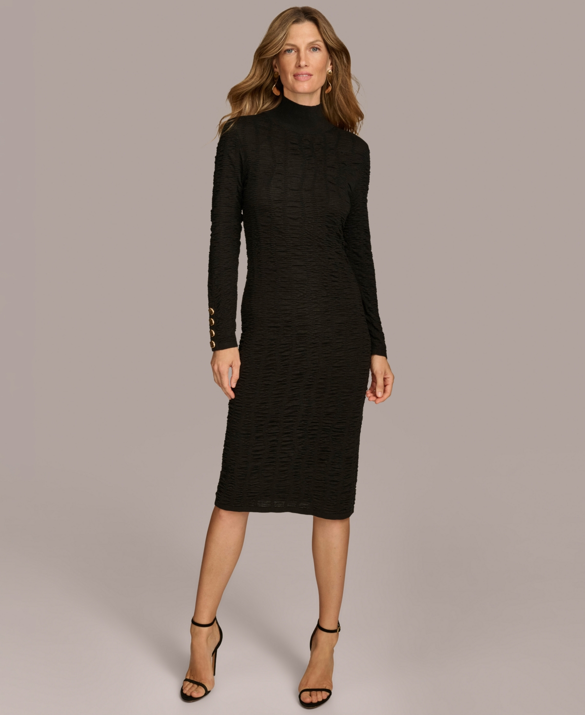 Donna Karan New York Women's Mock-Neck Textured Knit Dress