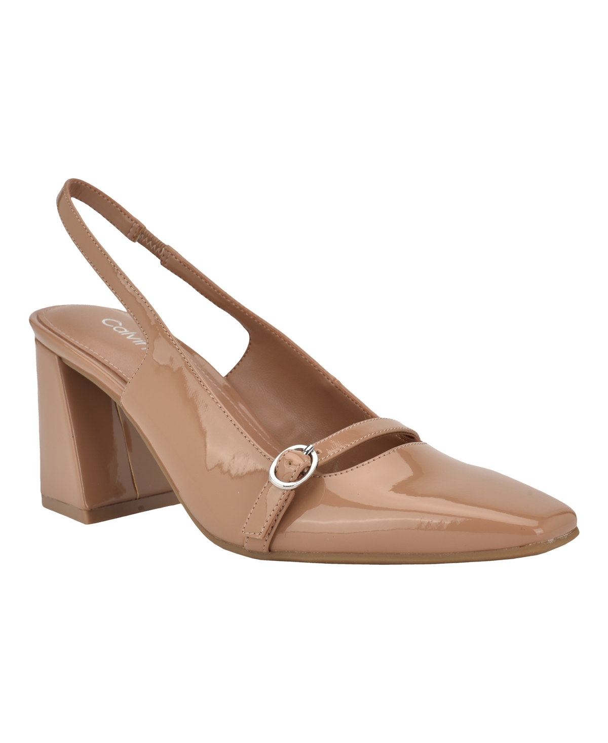 Calvin Klein Ellisa Slingback Sandal In Light Natural Patent