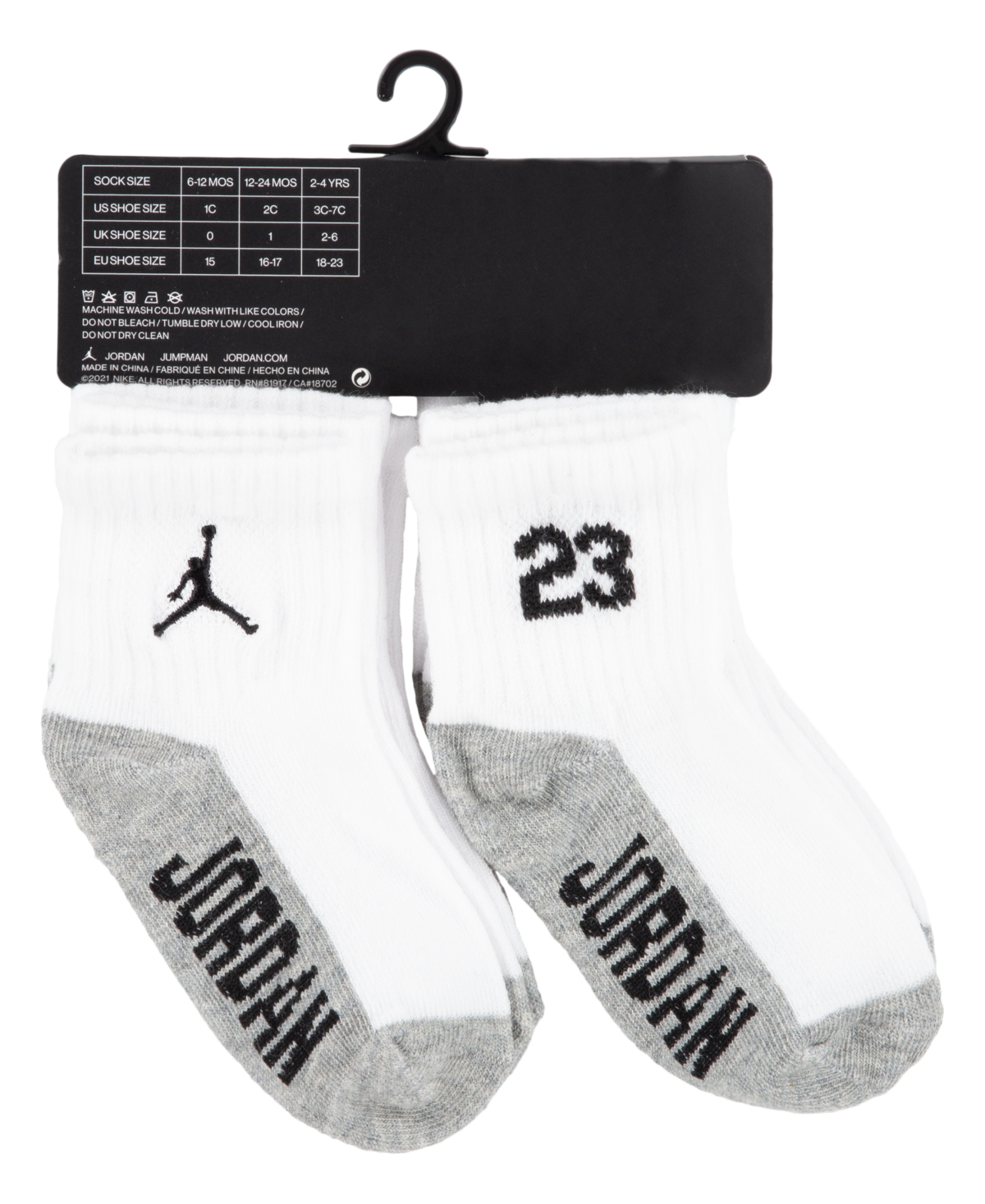 Jordan Baby And Toddler Boys Core Jumpman Ankle Socks, Pack Of 6 In White