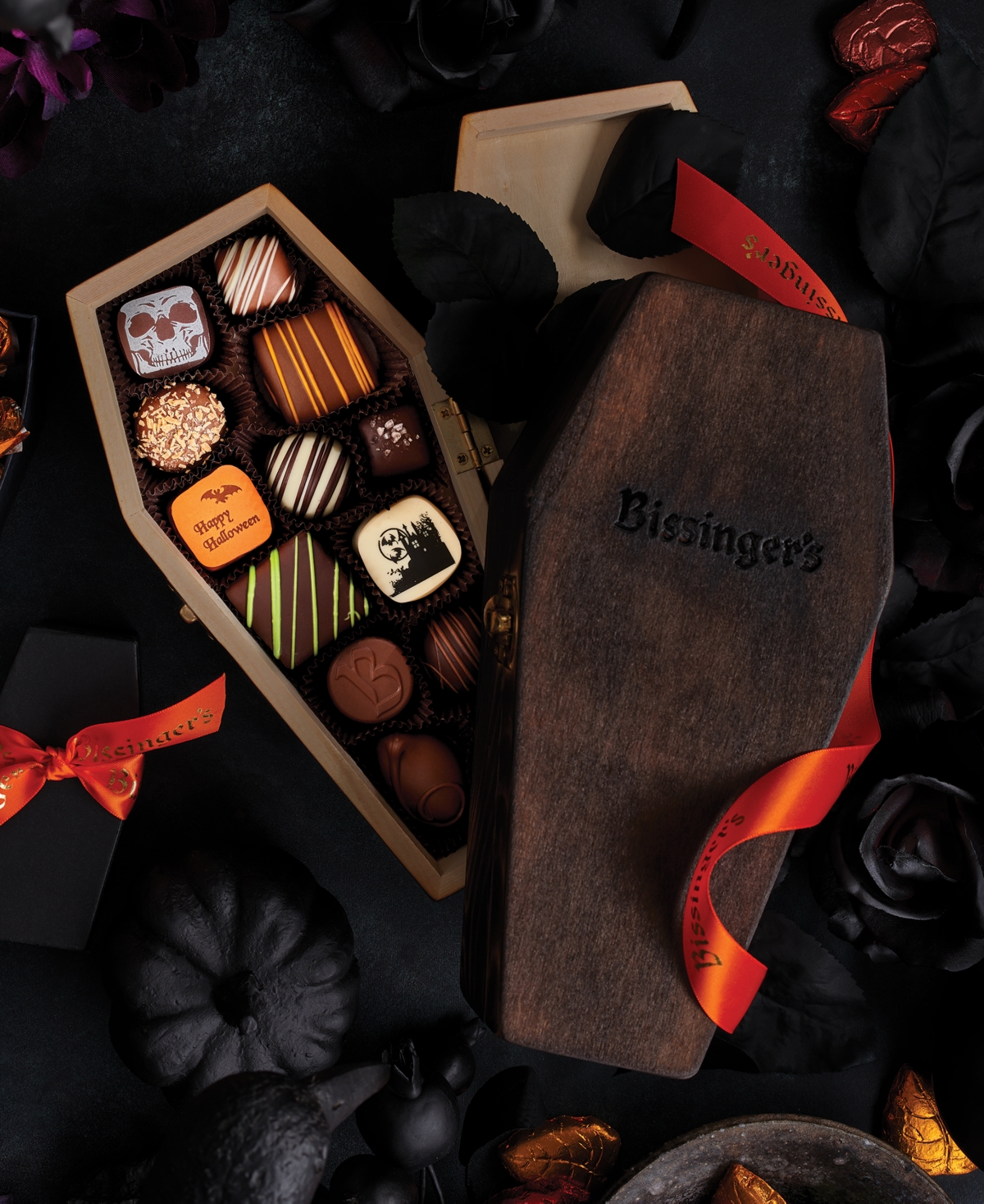Bissinger's Handcrafted Chocolate Halloween Wooden Coffin Box Of Assorted Chocolates, 13 Piece In No Color