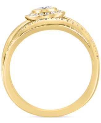 EFFY&reg; Diamond Halo Crossover Statement Ring (1/2 ct. t.w.) in 14k Gold