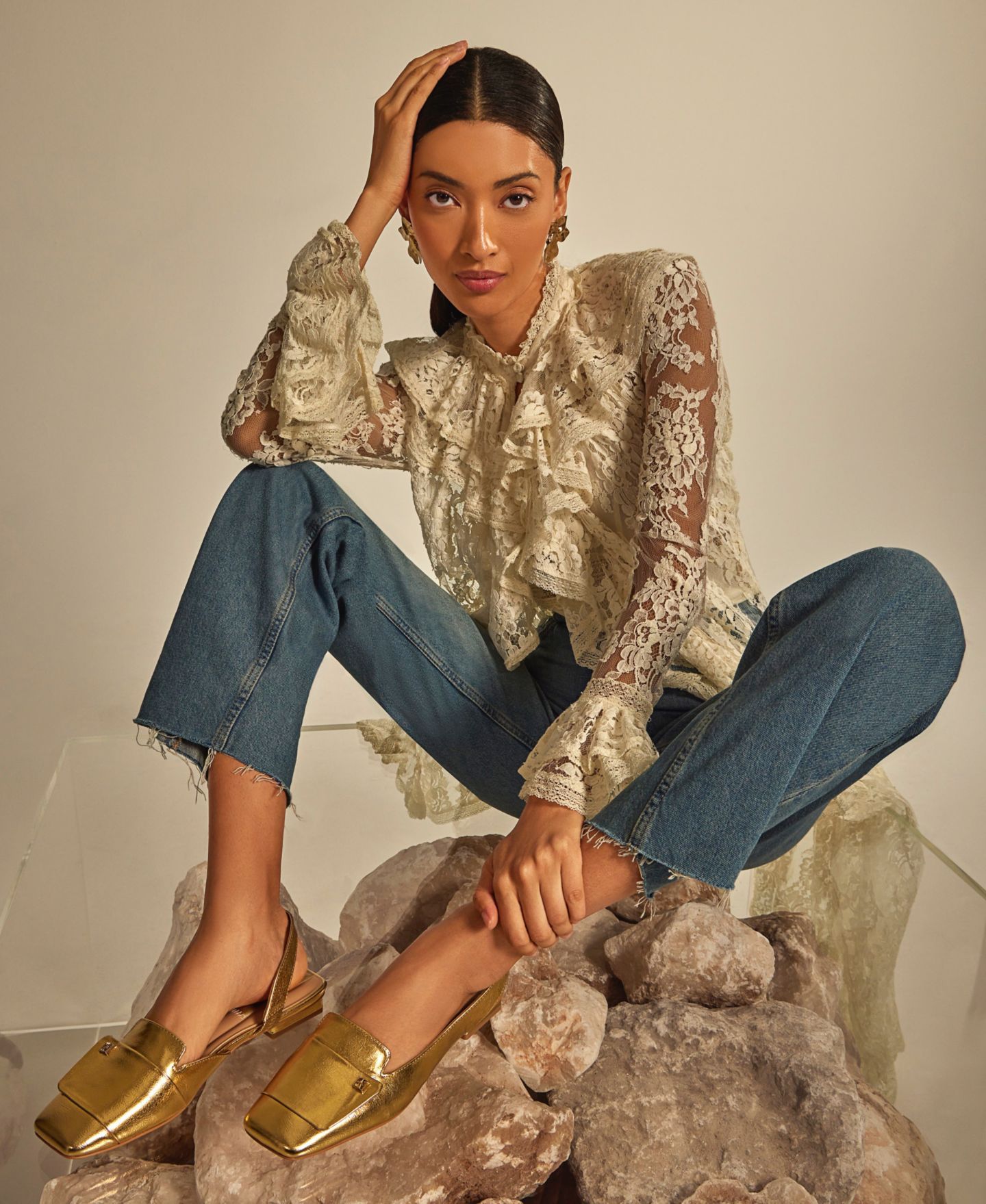 Женские балетки Franco Sarto Teagan Square Toe Slingback Flats, цвет: Чёрный кожаный — фото 6