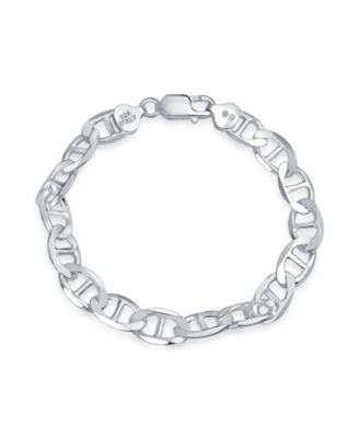 Mens Thick Heavy Solid Sterling Silver 9mm Marine Anchor Mariner Chain Link Bracelet 7.5 Inch