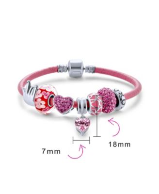 I LOVE YOU Hand Sign Heart Beads Multi Charm Bracelet Sterling Silver