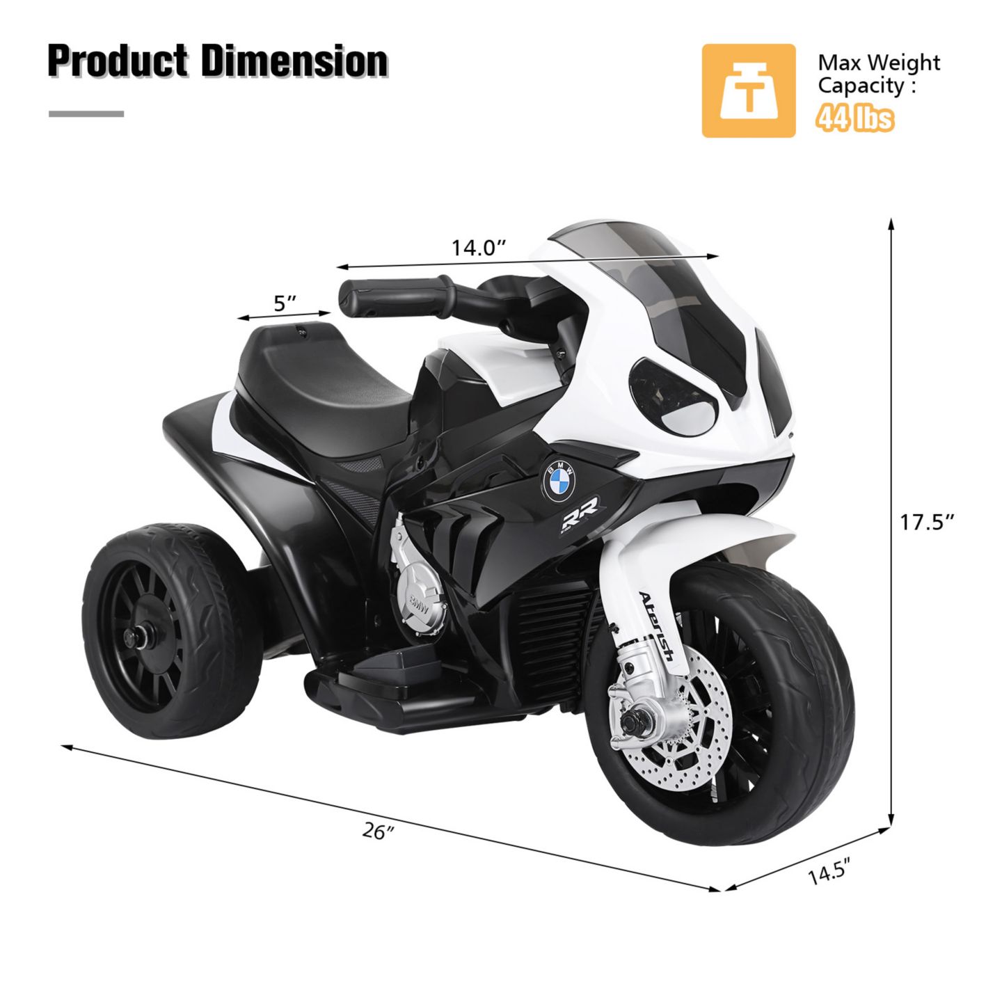 Детская игрушка Costway 6V Kids Ride-On Quad with LED Headlight & Rechargeable Battery, 44 lbs Capacity, Ages 18-36 Months, цвет: Чёрный — фото 6