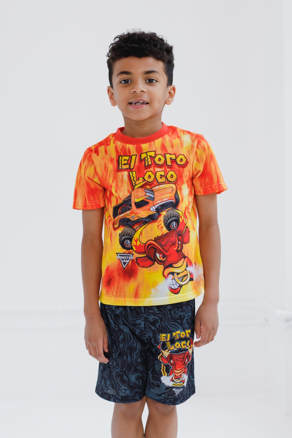 Monster Jam Toddler Boys Pullover Pajama Shirt and Shorts Sleep Set to Grave DiggerMegalodon - El toro loco
