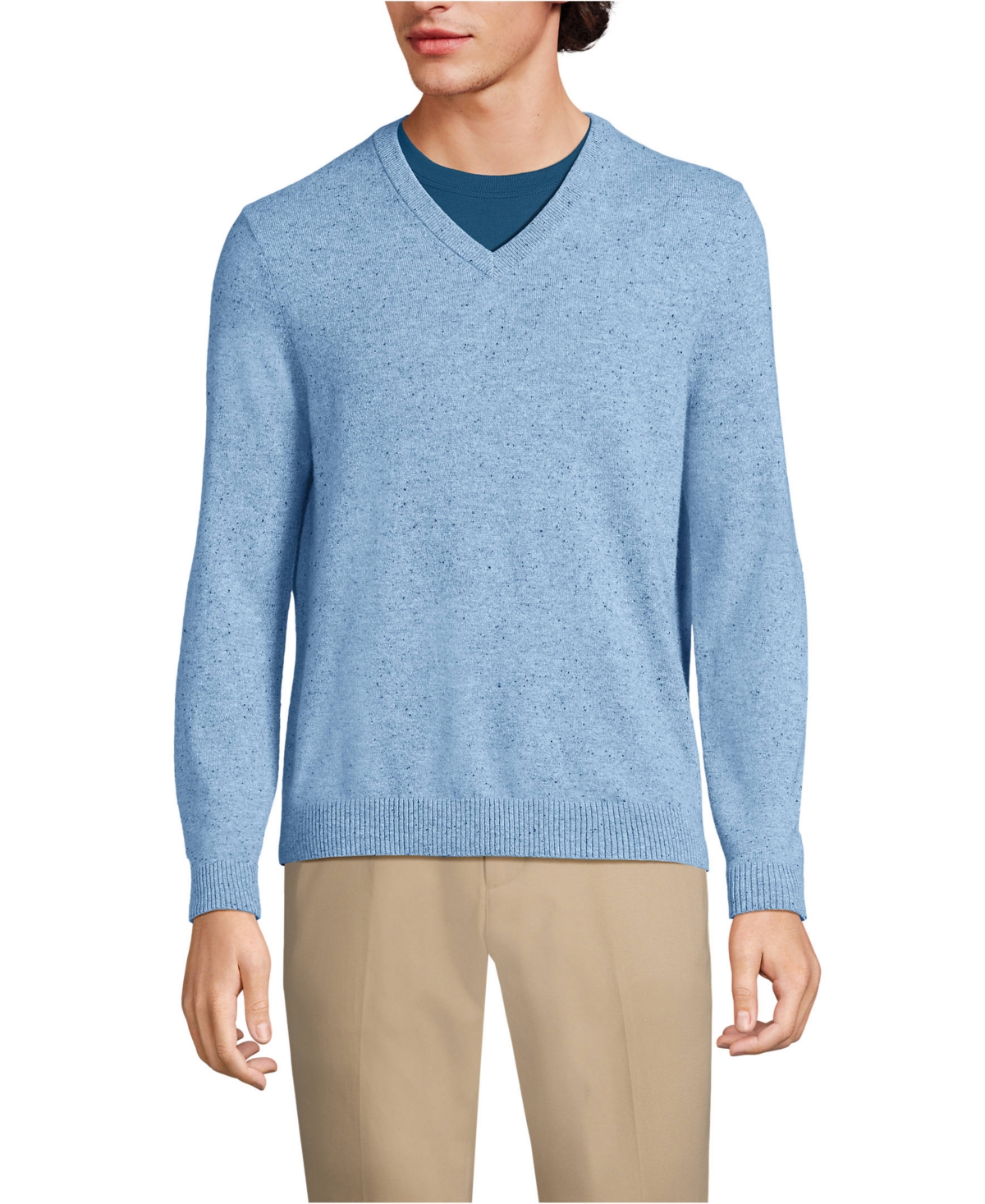 Lands' End Men's Fine Gauge Cashmere V-neck Sweater
