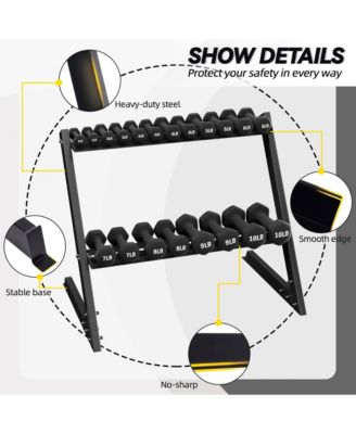 110 Pound Neoprene Coated Dumbbell Set with Stand, Black