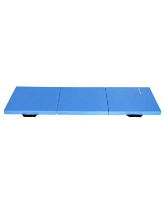 GoGym 6x2ft Folding 3 Panel Exercise Mat with Handles, Blue