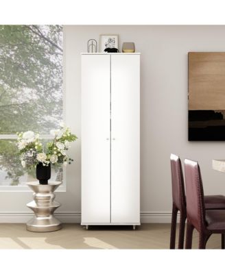 White Wood Bookcase with adjustable Shelves, 2 door