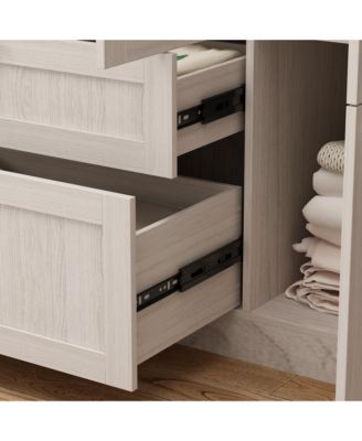 Tempered Glass Doors Big Armoires Wardrobe with Hanging Rods