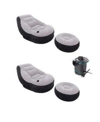 Lounge Chair /w Cup Holder & Ottoman Set (2 Pack) 120V Air Pump