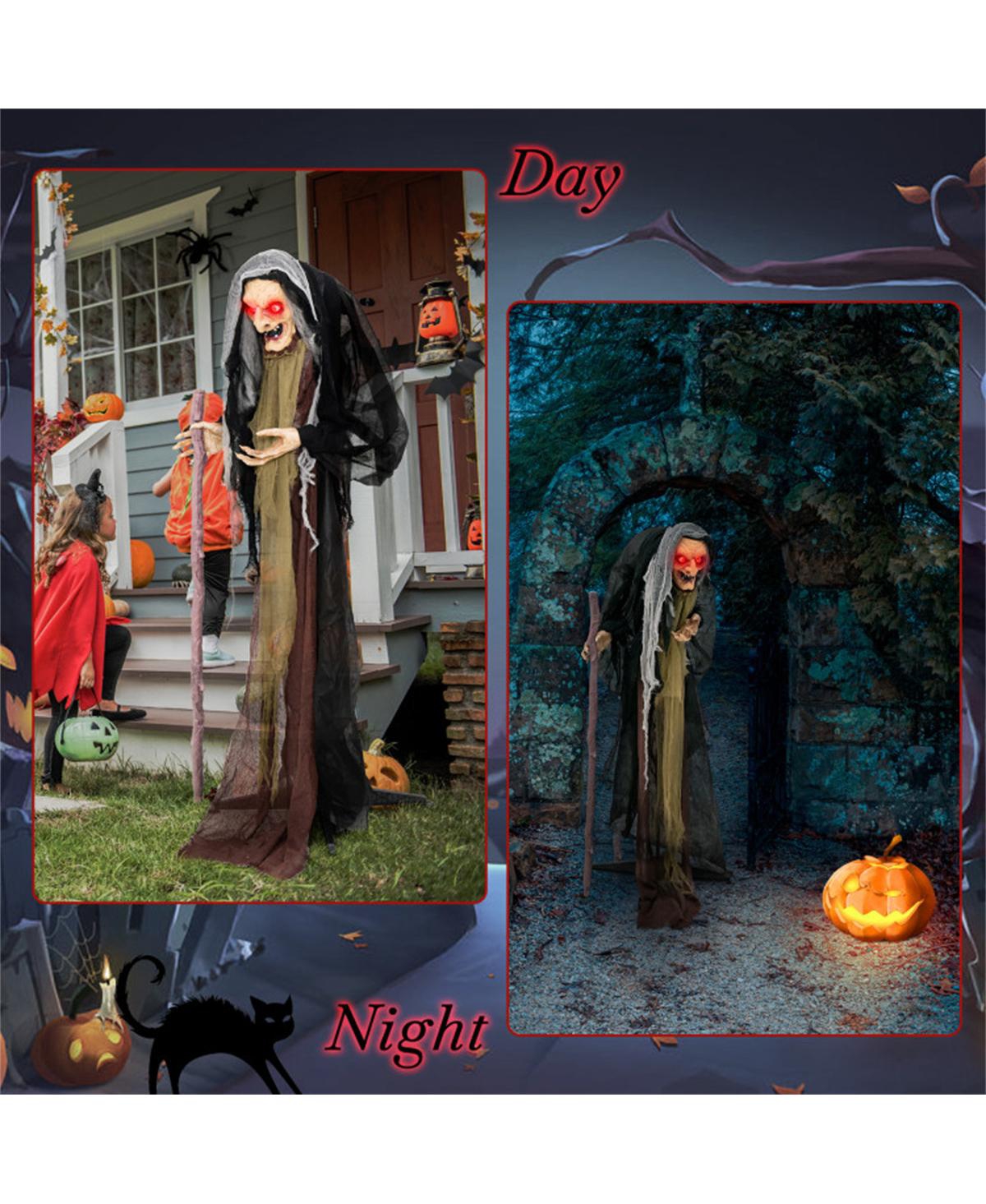 Yescom Animated Halloween Scary Witch 5FT Standing Crutch,Sound Activated Led Eyes,Party Decoration 2024