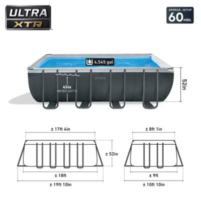 18' x 9' x 52" Ultra XTR Rectangular Frame Swimming Pool Set with Pump