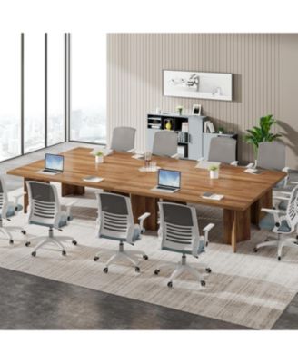 5.5FT Conference Table, 63-inch Rectangle Meeting Seminar Table, Large Wooden Business Tables for 4-6 People, Heavy Duty Pedestal