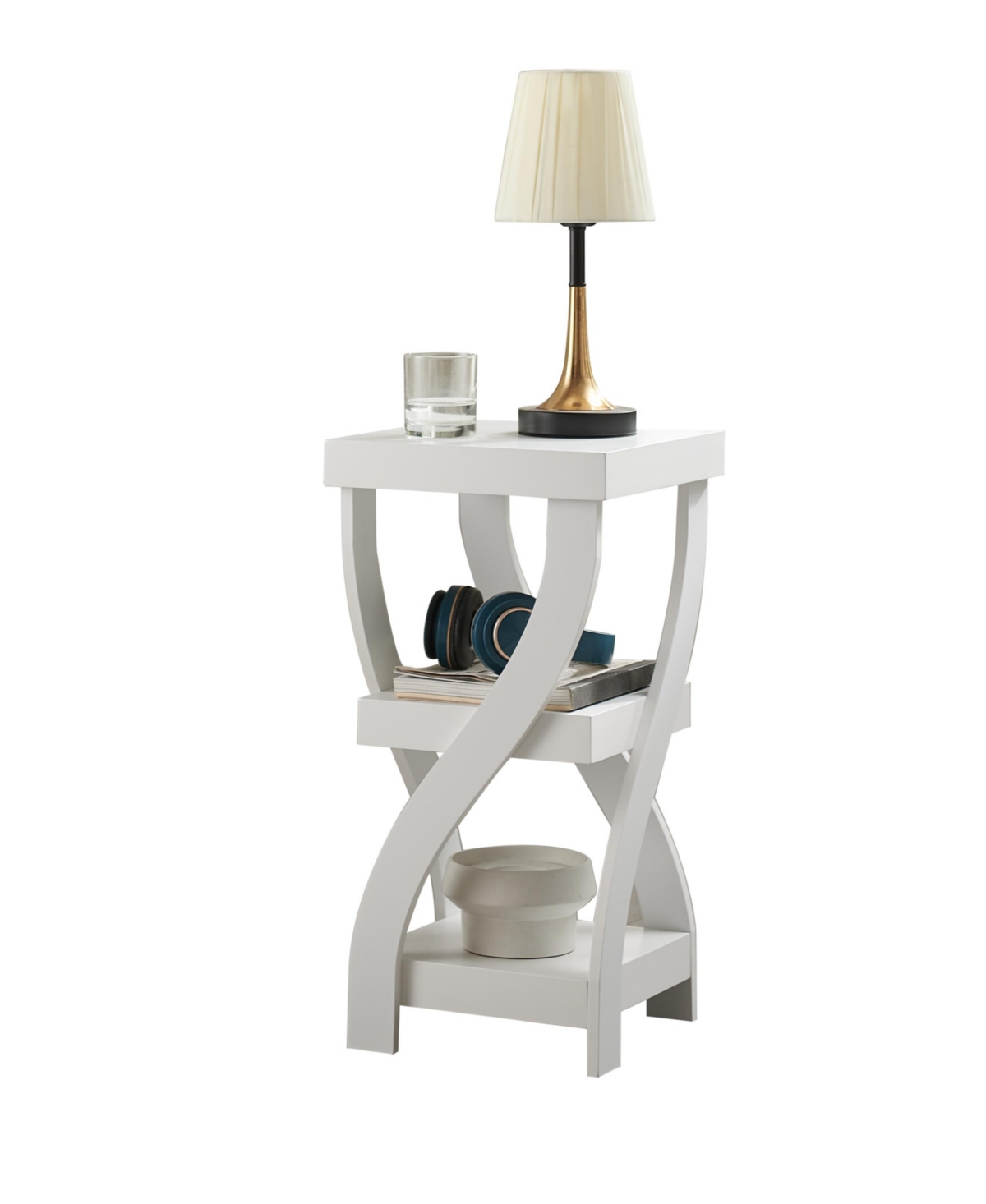 Kings Brand Furniture 3 Tier End Table - Square End Table - Table for Bedroom - End Table with Shelves - Bedside Nightstand