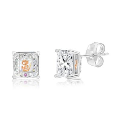 Suzy Levian Sterling Silver Asscher-Cut Cubic Zirconia 8mm 4 cttw Stud Earrings