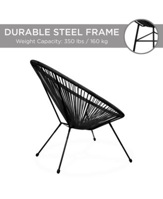 3-Piece All-Weather Patio Acapulco Bistro Furniture Set w/ Rope, Glass Top Table