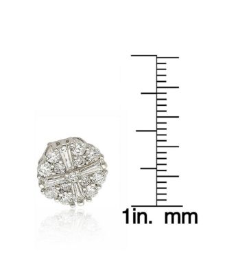 Suzy Levian Sterling Silver Cubic Zirconia Fancy Cluster Stud Earrings